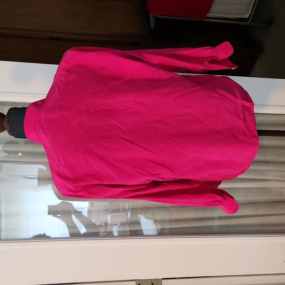 Hot pink custom made silk blouse sz 12 - Picture 2 of 4